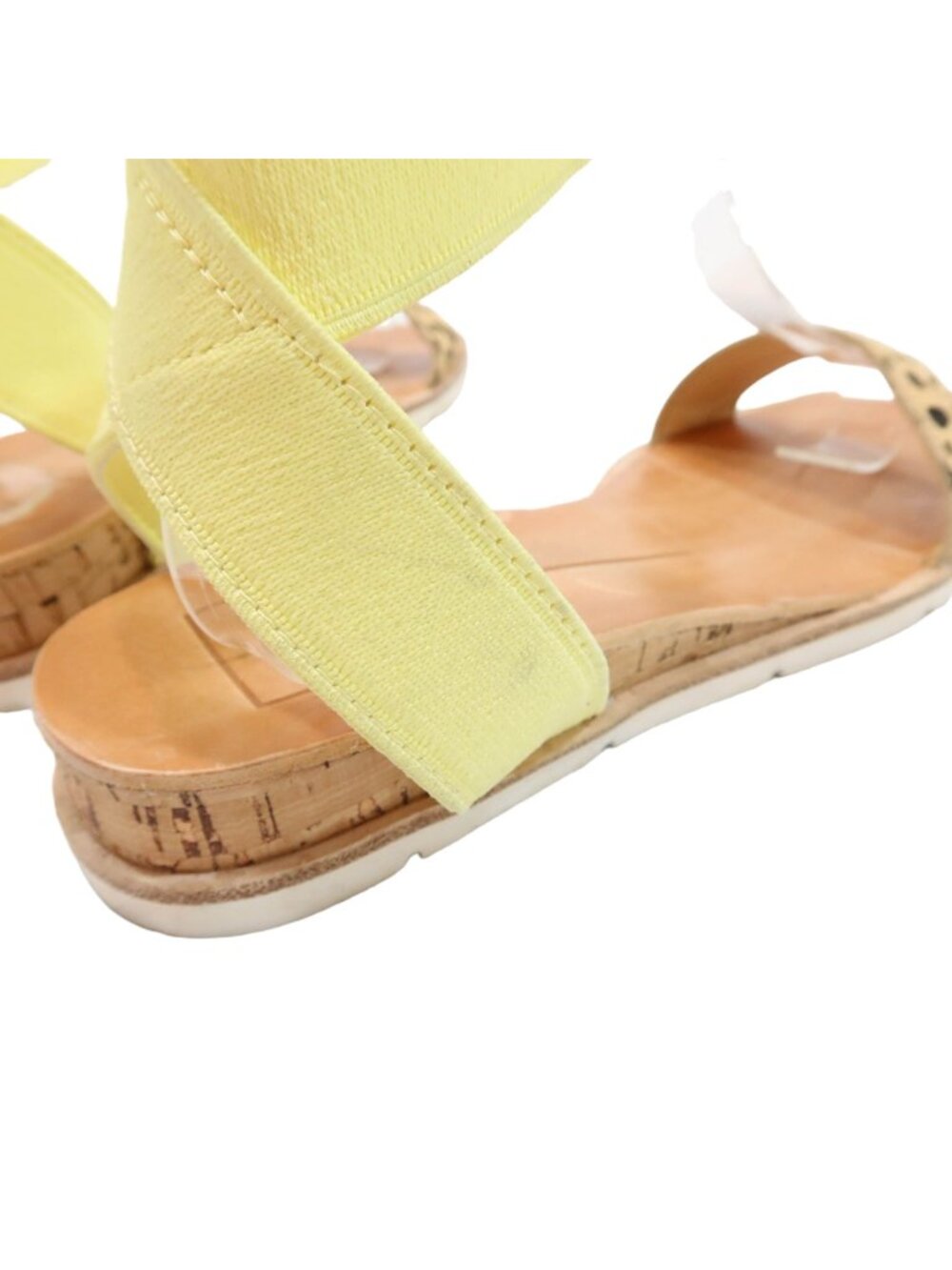 DOLCE VITA Size 6.5 M VIVIAN Neon Yellow Leopard Calf Hair Low Wedge Sandals - Picture 8 of 9